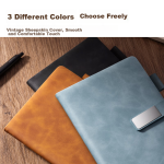 Deli notebook A5/120 sheets sheepskin notebook business office leather cover thickened work notebook leather cover blue BP154 - Image 3