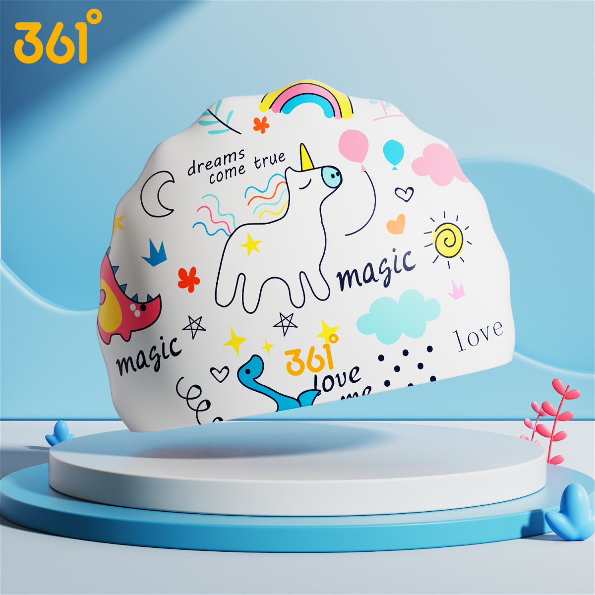 361° children's swimming cap for boys and girls comfortable and not tight head cute cartoon silicone professional ear protection waterproof silicone swimming cap - Image 1