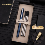HERO [graduation gift] Ballpoint pen E609 daily writing business practice calligraphy third grade primary and secondary school boys and girls signature pen silver clip polar night blue hardcover