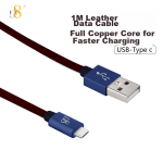 D8 TYPE-C fast charging leather short data cable 3A charging cable Huawei mate20/Xiaomi/Samsung brown 15cm