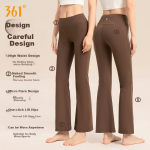 361° flared pants for women high waist hip lift slimming fitness wear dance wide leg nude yoga pants burnt tea coffee L