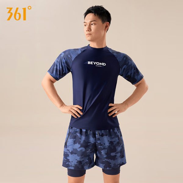 361° Men's Swimsuit Swim Trunks Set 2-piece Swimsuit Top Full Body Men Professional Boxer Quick-drying Swimming Equipment