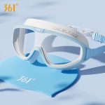 361° adult swimming goggles, swimming cap, swimming suit, men and women HD anti-fog waterproof large frame swimming goggles, professional diving swimming glasses