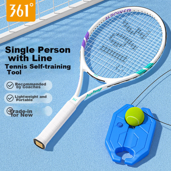 361° tennis racket for men and women beginners professional carbon composite single tennis racket with rope rebound trainer set