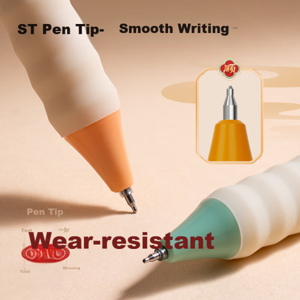 Deli (deli) roll Guozhen smooth push gel pen 0.5mm bullet head arc closing pen head student stationery black 4 pieces/box SA114