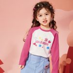 ASK JUNIOR Girls Long Sleeve T-shirt 2025 Spring Children's Letter T-shirt Raglan Bottoming Shirt White 110 - Image 2