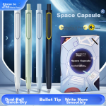 Deli business style uncapped neutral pen carbon water pen colorful pen holder signature pen 0.38mm full needle office pen black 12 pieces/box S46