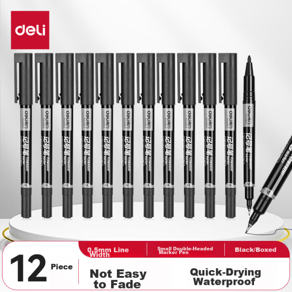 Deli 0.7mm click 60 ballpoint pens medium oil pen blue ballpoint pen office supplies