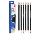 Deli 12 colors 2B black rod office leather writing pencil (black) (12 pieces/box) drawing graffiti S955-2B Children's Day gift for girls - Image 8