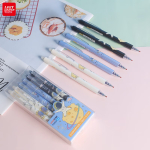 Juvenile Companion X Lexuan neutral pen hot erasable high-value student office 0.5ST head push signature pen easy-to-erase magic pen cartoon pen correction water-based pen stationery black 12 pieces - Image 8