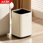 AKBK stainless steel trash can net red home living room kitchen light luxury hotel office large square 12L cream style