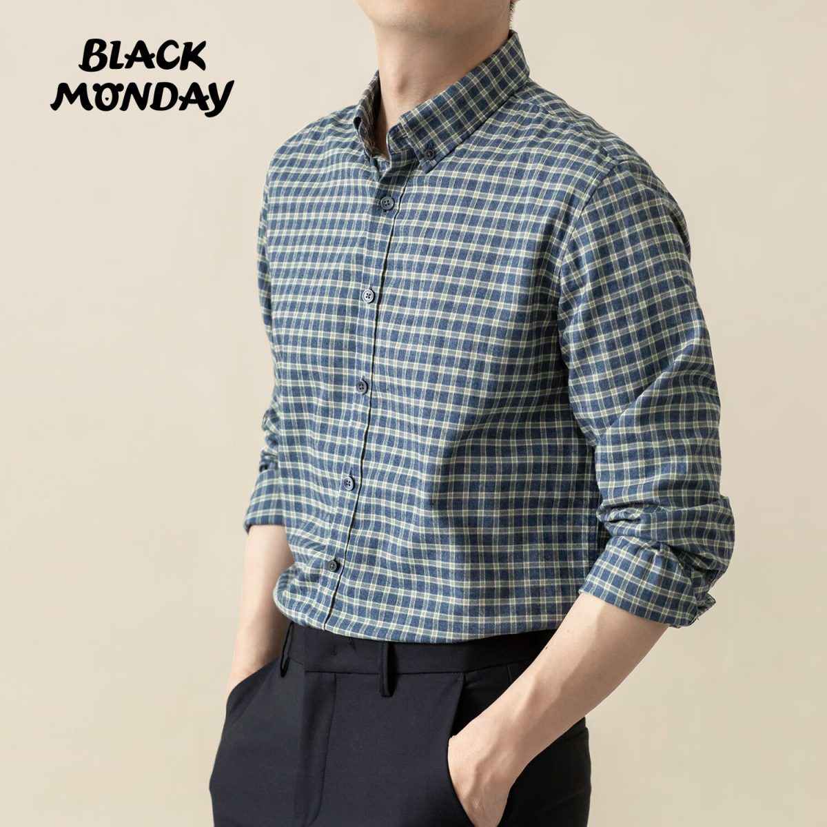 BLACKMONDAY pure cotton Oxford long-sleeved shirt men's cotton anti-wrinkle free ironing solid color men's business casual shirt - Image 6