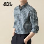 BLACKMONDAY pure cotton Oxford long-sleeved shirt men's cotton anti-wrinkle free ironing solid color men's business casual shirt - Image 6