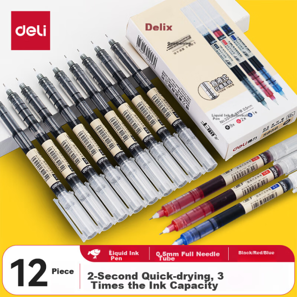 Deli high-end smooth pull-out gel pen 0.5mm bullet head metal pen business wood grain signature pen Hu Ge same gift box single pack A6Pro-05