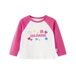 ASK JUNIOR Girls Long Sleeve T-shirt 2025 Spring Children's Letter T-shirt Raglan Bottoming Shirt White 110 - Image 6