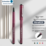 Schneider needle tube neutral pen 0.5mm black core smooth signature pen large capacity straight liquid fountain pen for students 823 single pack - transparent rose red 182308 - Image 2