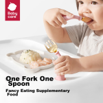 Babycare Baby Learning to Eat Independent Eating Training Fork and Spoon PPSU Baby Curved Fork and Spoon with Packaging Box - Glacier Blue - Image 4