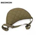 BIGCOWCOW messenger bag for women large capacity Korean style all-match withered quilted dumpling bag college student class shoulder bag bark green - Image 7