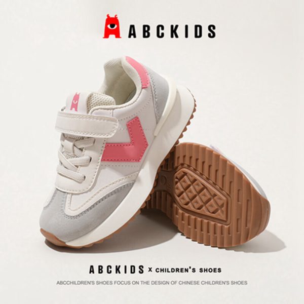 ABC KIDS children's sports shoes spring and autumn mesh breathable fashion casual button boys and girls running shoes 3150PY white purple 29