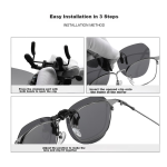 Angelamiao sunglasses clip-on men's ultra-light driving sun protection color-changing polarized sunglasses clip-on can be flipped up myopia glasses women - Image 7