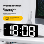 BBA alarm clock smart student digital led electronic clock desktop bedside ornaments alarm black white 0712 - Image 5