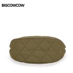 BIGCOWCOW messenger bag for women large capacity Korean style all-match withered quilted dumpling bag college student class shoulder bag bark green - Image 6