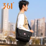 361° Men and women large capacity shoulder bag messenger bag student couple leisure sports outdoor small backpack messenger bag black - Image 9