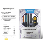 Dianshi Pen Space Capsule Gel Pen/Fluorescent Pen Study Set High-value Student Homework Marking Pen 329E [Night Traveler] 5-Pack