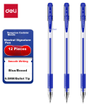 Deli 0.5mm push gel pen fountain pen signature pen 4 colors fashion pen body soft glue handshake black 12 pieces/box - Image 9
