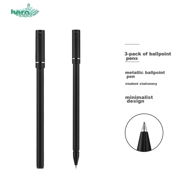 HERO gel pen A206 black metal 0.5mm student stationery gel pen signature pen three pack