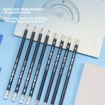 Deli 12 colors 2B black rod office leather writing pencil (black) (12 pieces/box) drawing graffiti S955-2B Children's Day gift for girls - Image 3