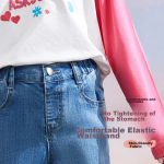 ASK JUNIOR Girls Pants Spring Children's Gradient Foot Casual Micro-flared Pants Jeans Blue 170 - Image 4
