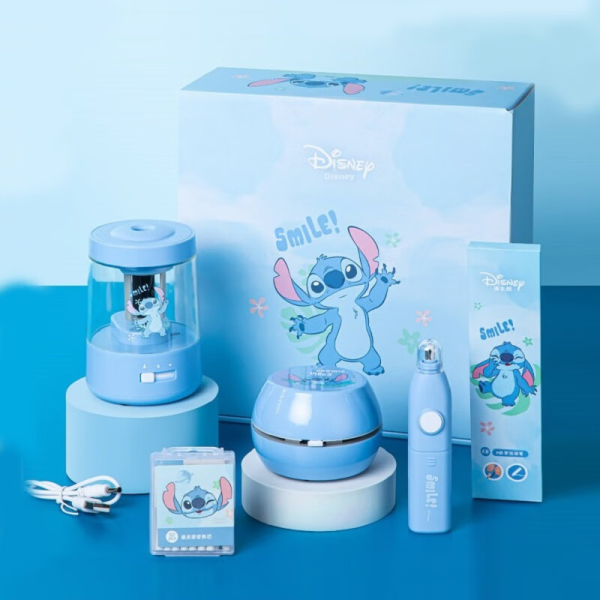 Disney Electric Stationery Set 5-piece Electric Pencil Sharpener Stationery Primary School Children's Day Gift Birthday Gift Boys Girls Stitch A90060-W1S