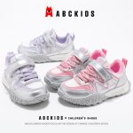 ABC KIDS children's shoes children's versatile shiny sports shoes children's breathable and lightweight German training shoes casual shoes 3070 white gray rose 28 - Image 9