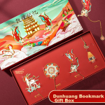 Licao Dunhuang Cultural and Creative Bookmark Souvenir Chinese Style Birthday Gift Bookmark High-end Light Luxury National Tide Museum Souvenir Bookmark Gift Box Set Metal 4 Bookmarks + Gift Box