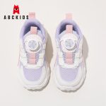 ABC KIDS Boys' White Shoes Fashion Children's Sports Shoes Button Buckle Girls' Student Running Shoes 3671PY White Pink Purple 30 - Image 2