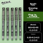 Mont Marte Yiko series needle pen drawing pen straight liquid quick-drying student water pen painting water-based neutral pen sketching large capacity brush 5 pieces SX-ATOD-MP5 art sketching - Image 2