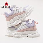 ABC KIDS Boys' White Shoes Fashion Children's Sports Shoes Button Buckle Girls' Student Running Shoes 3671PY White Pink Purple 30 - Image 3