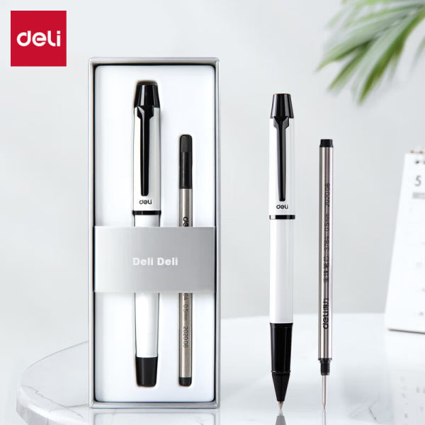 Deli high-end smooth push gel pen 0.7mm bullet head metal pen business wood grain signature pen Hu Ge same gift box single pack A9Pro-07
