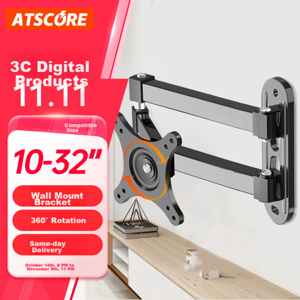 ATSCORE monitor wall mount computer monitor stand wall mount computer stand monitor fixed stand desktop wall mount TV stand 10-32 inches