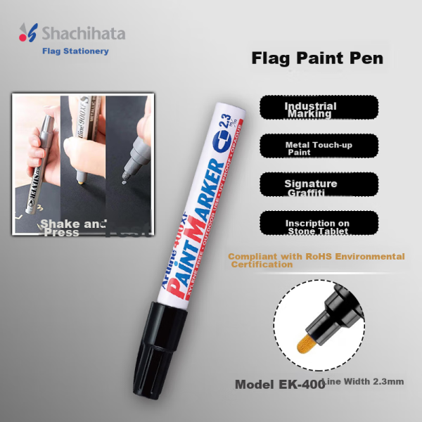 Shachihata Artline Office Student Paint Pen Marker Pen Recording Signature Pen Big Head Pen Round Head 2.3mm Black EK-400XF