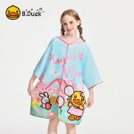 B.Duck Little Yellow Duck Children's Quick Dry Bathrobe Cape with Hood Wearable Girls Absorbent Towel Beach Towel Hot Spring Bath Towel - Image 3