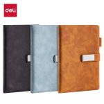 Deli notebook A5/120 sheets sheepskin notebook business office leather cover thickened work notebook leather cover blue BP154 - Image 9