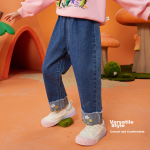 ASK JUNIOR Girls Pants Spring Children's Washed Jeans Turned-Hem Embroidered Trousers Anti-Mosquito Pants Blue 100 - Image 2