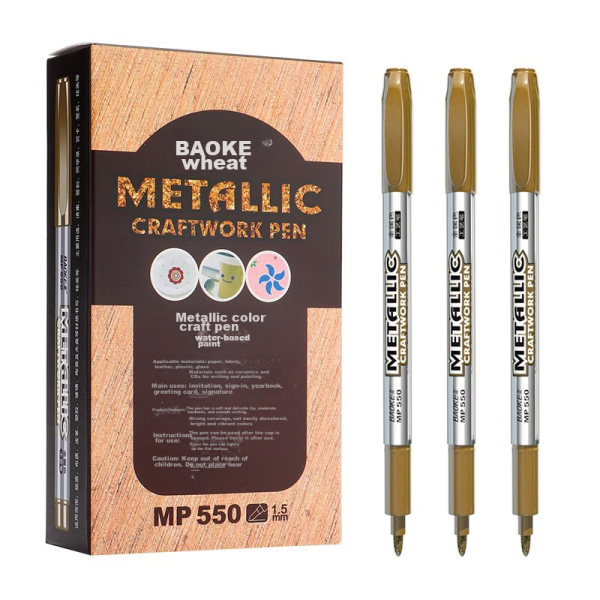 BAOKE MP550 paint pen gold water-based marker pen sign-in pen graffiti pen 12 pieces/box