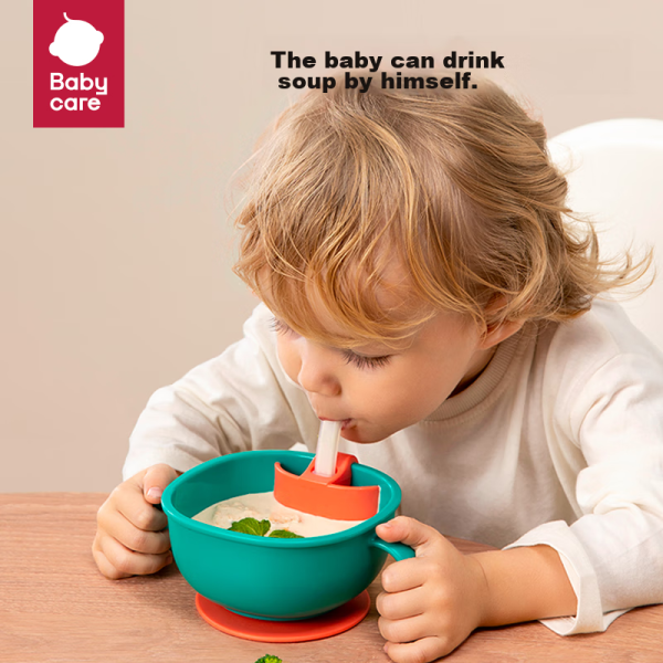Babycare baby outing portable food bowl children's tableware multi-function travel bowl fork spoon thermos cup cartoon set brown