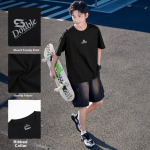 361° short-sleeved men's spring and summer pure cotton sports t-shirt loose round neck casual printed top 652519106-1