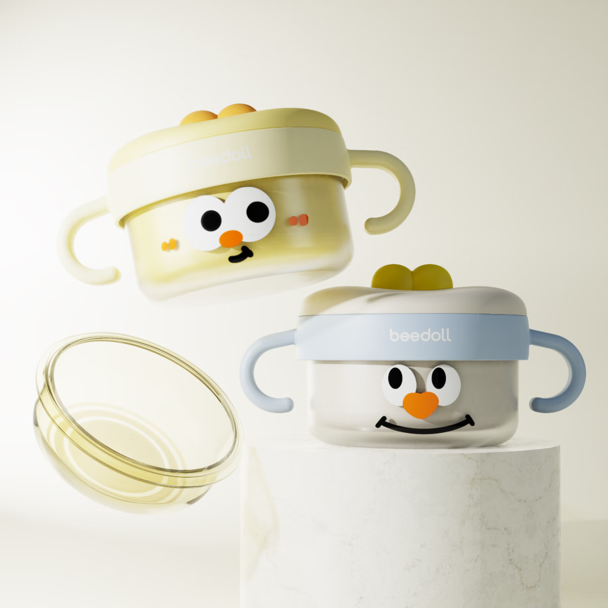 beedoll baby food bowl baby special water filling insulation bowl constant temperature children's tableware grinding suction cup bowl PPSU orange - Image 8