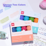 Deli soft color highlighter color eye-catching note pen handbook can use water-based marker matcha green grape 4 pieces/box SK206 - Image 5