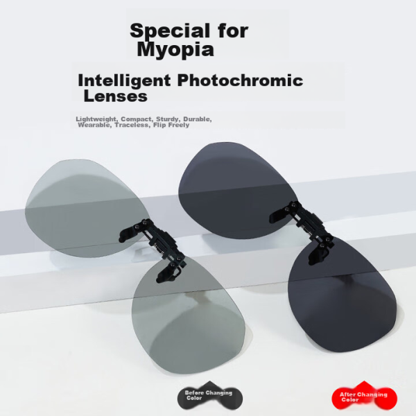 Angelamiao sunglasses clip-on men's ultra-light driving sun protection color-changing polarized sunglasses clip-on can be flipped up myopia glasses women
